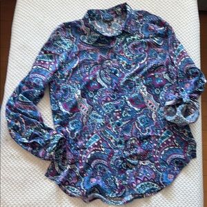 Talbots Blue and Purple Paisley Button Down Shirt